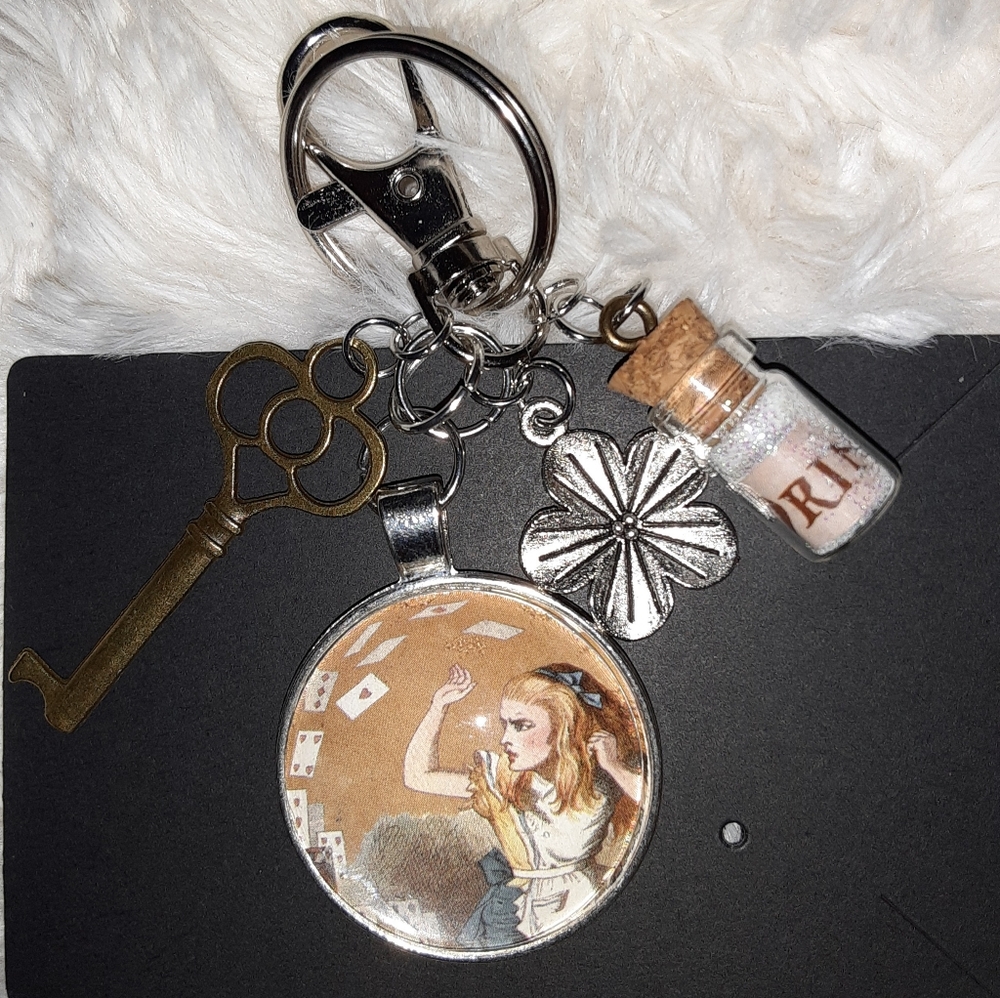 Vintage Style Alice in Wonderland Purse Charm and Keyring